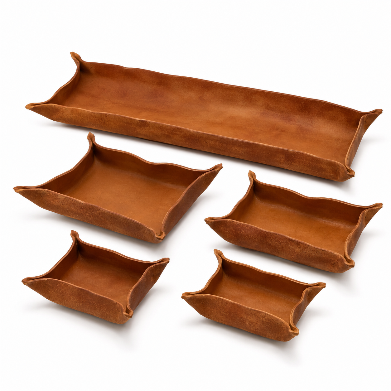 Irregular Fold Edge Leather Catchall Tray