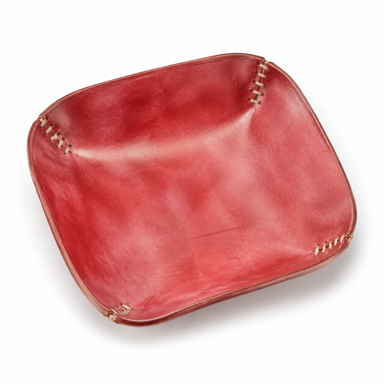 Handmade Red Leather All-Purpose Tray