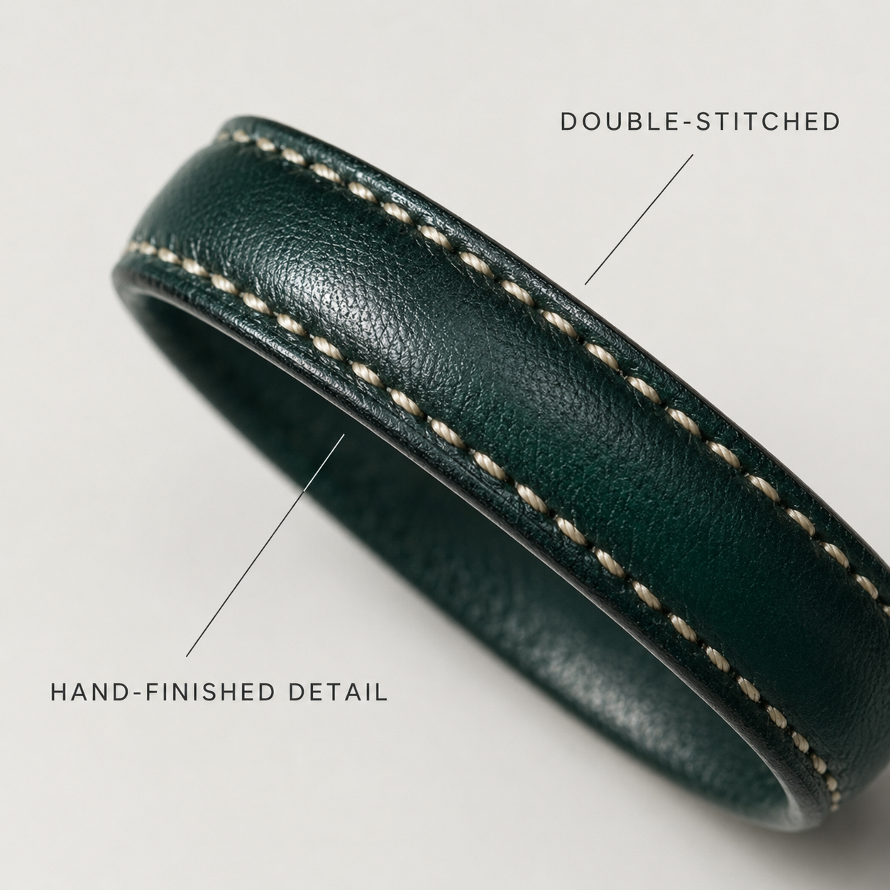 Double Stitch Green Leather Band