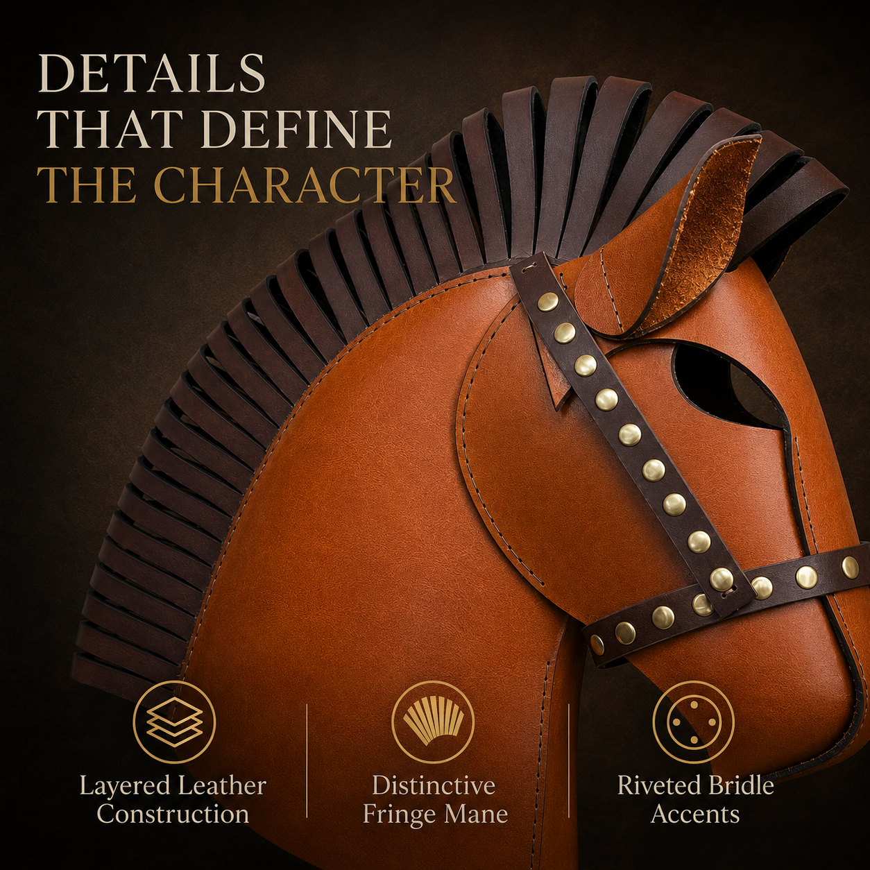 Fringe Mane Horse Head Leather Decor Mask