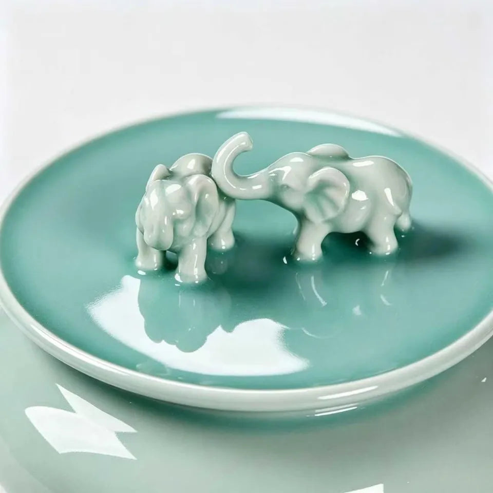 Auspicious Elephant Talent Celadon Tea Jar with Lid