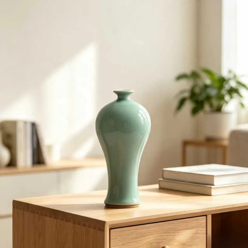 Beauty Silhouette Celadon Plum Vase