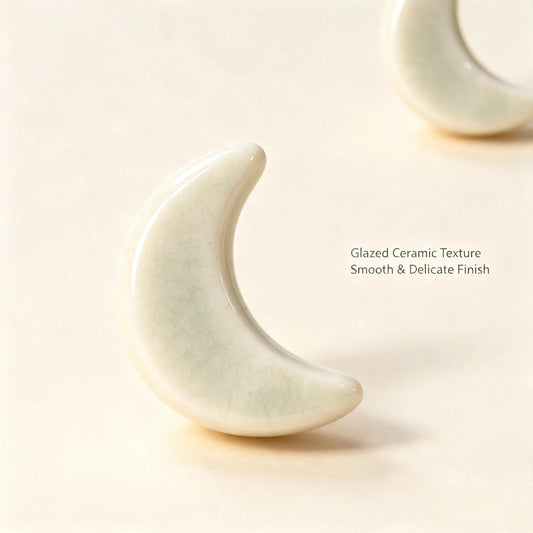 Celadon Crackle Moon Studs