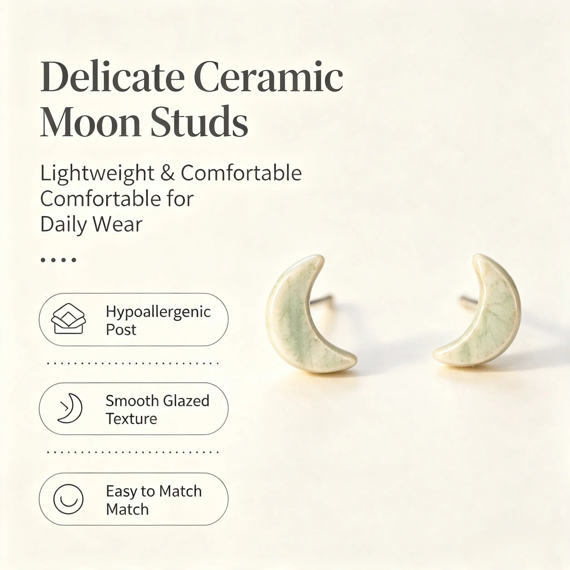 Celadon Crackle Moon Studs