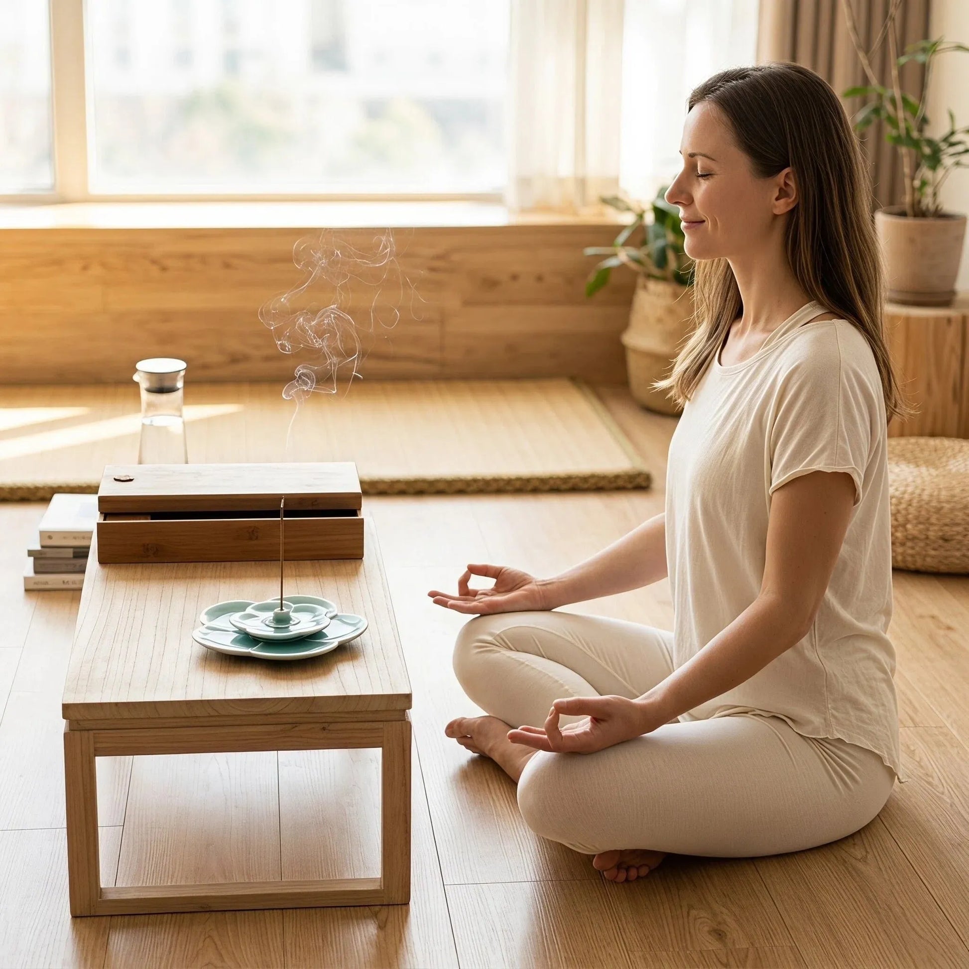 Celadon Lotus Incense Stick Holder