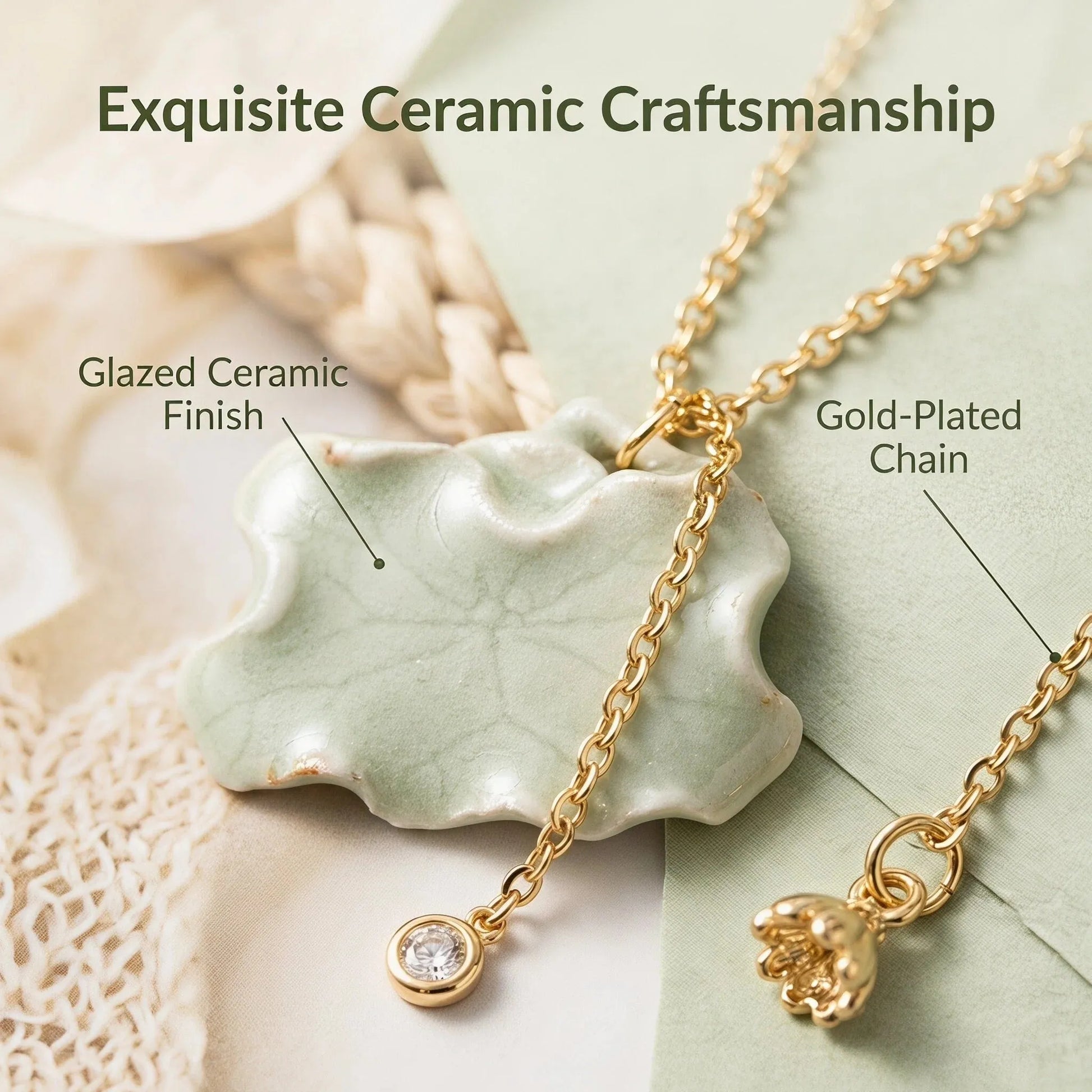 Ceramic Lotus Leaf Necklace