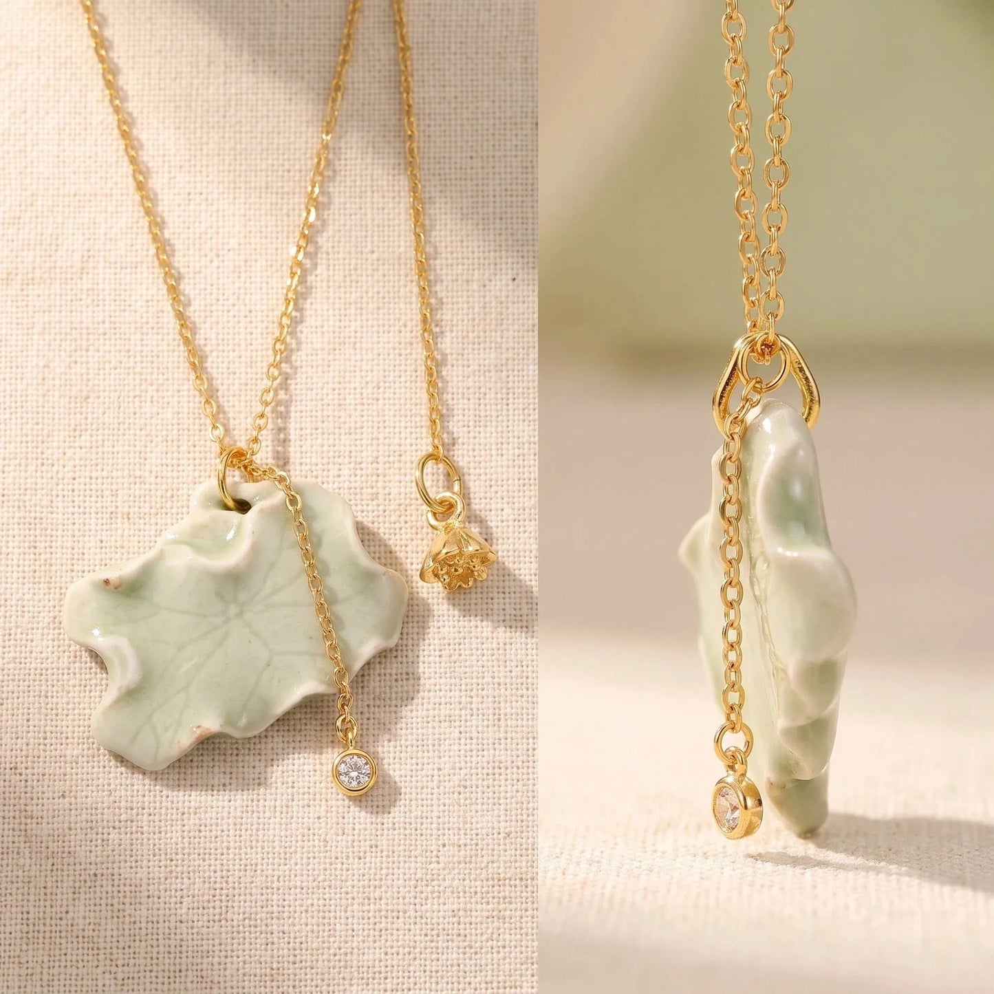 Ceramic Lotus Leaf Necklace