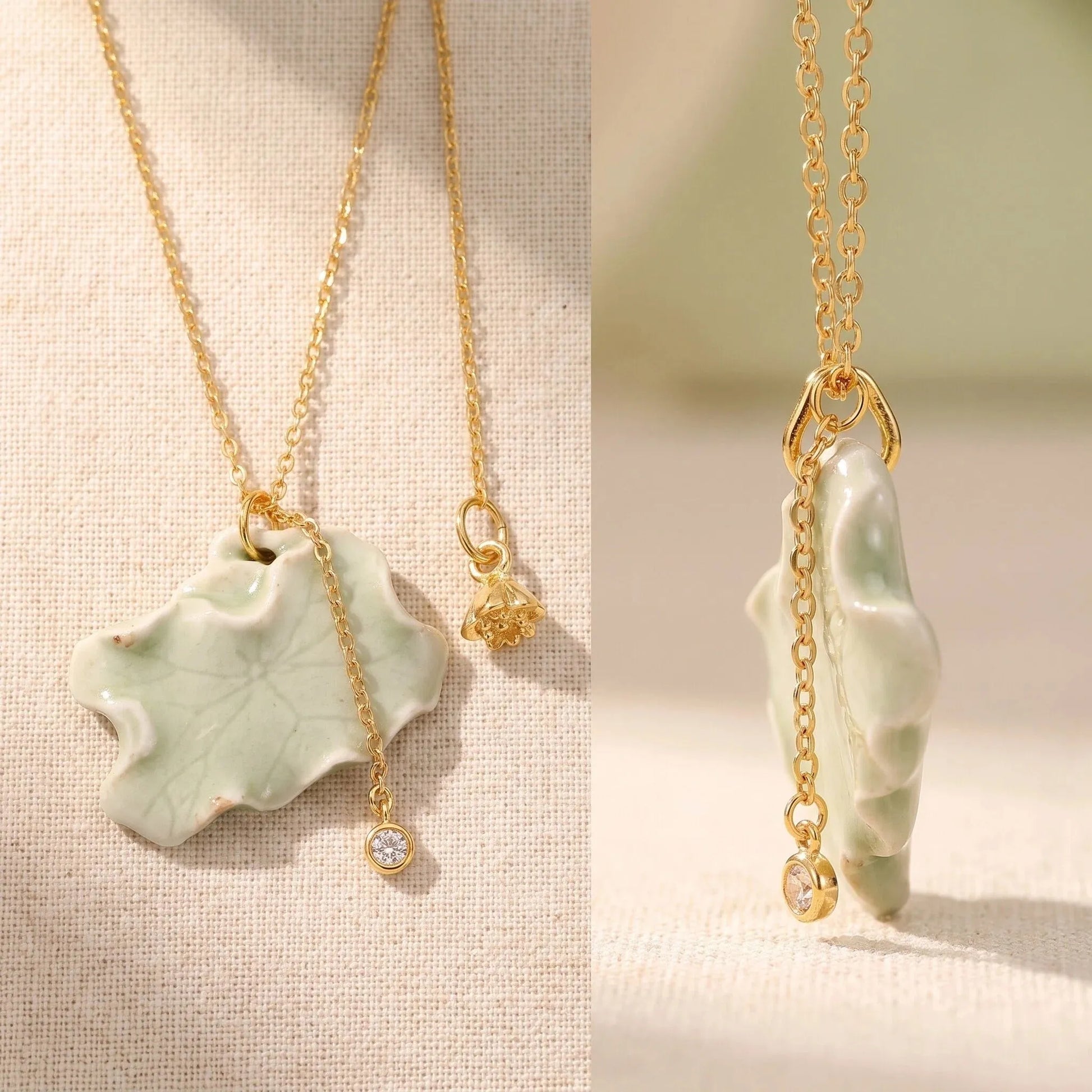 Ceramic Lotus Leaf Necklace