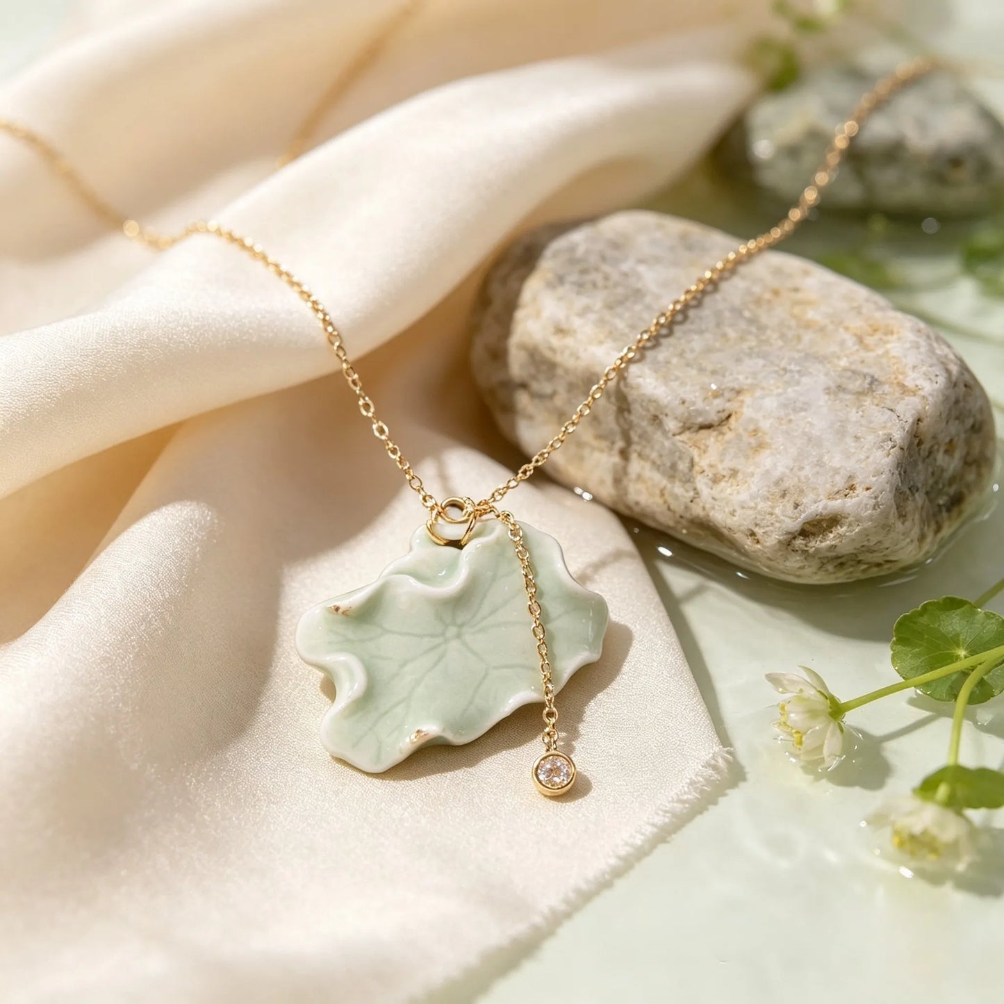 Ceramic Lotus Leaf Necklace