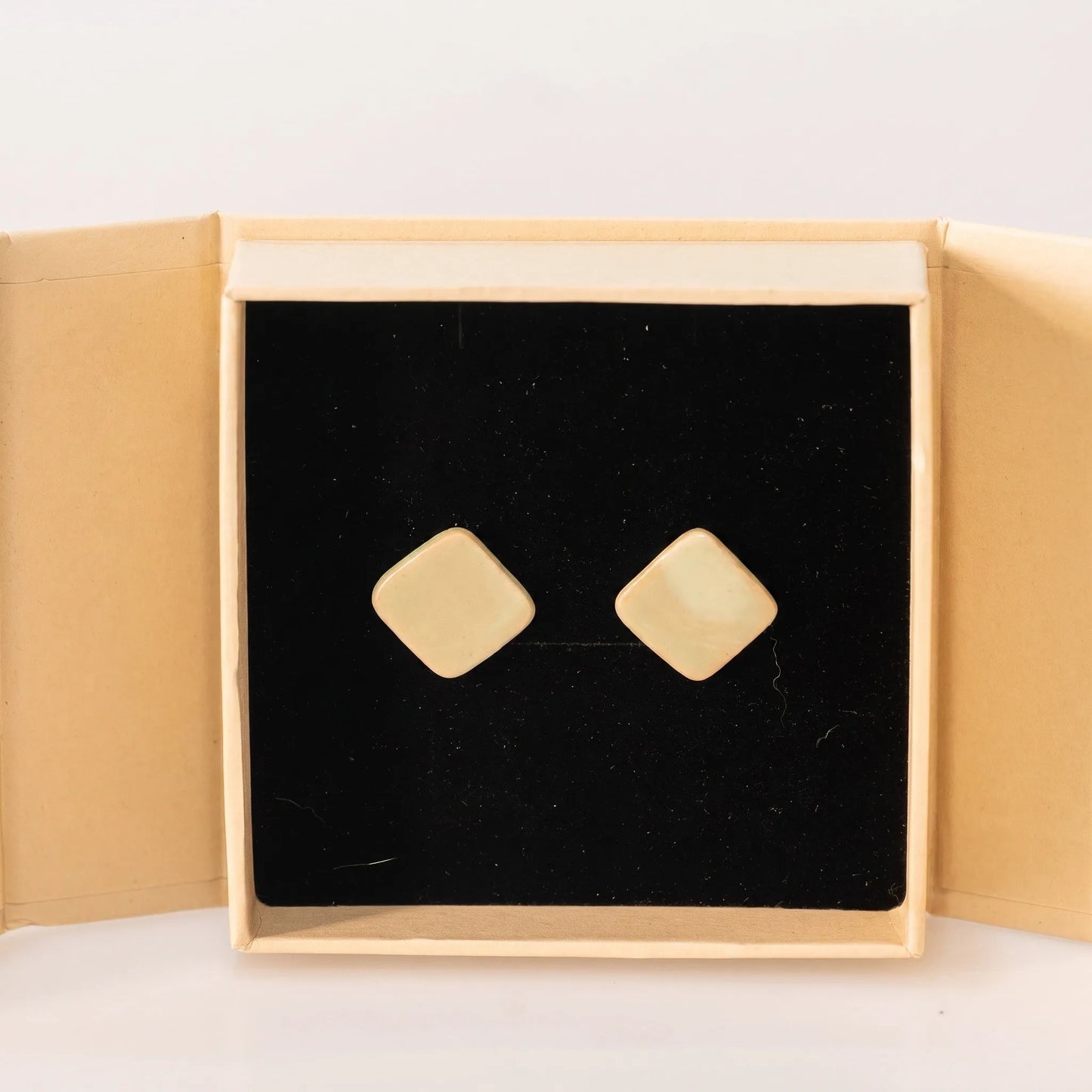 Cream Square Ceramic Studs