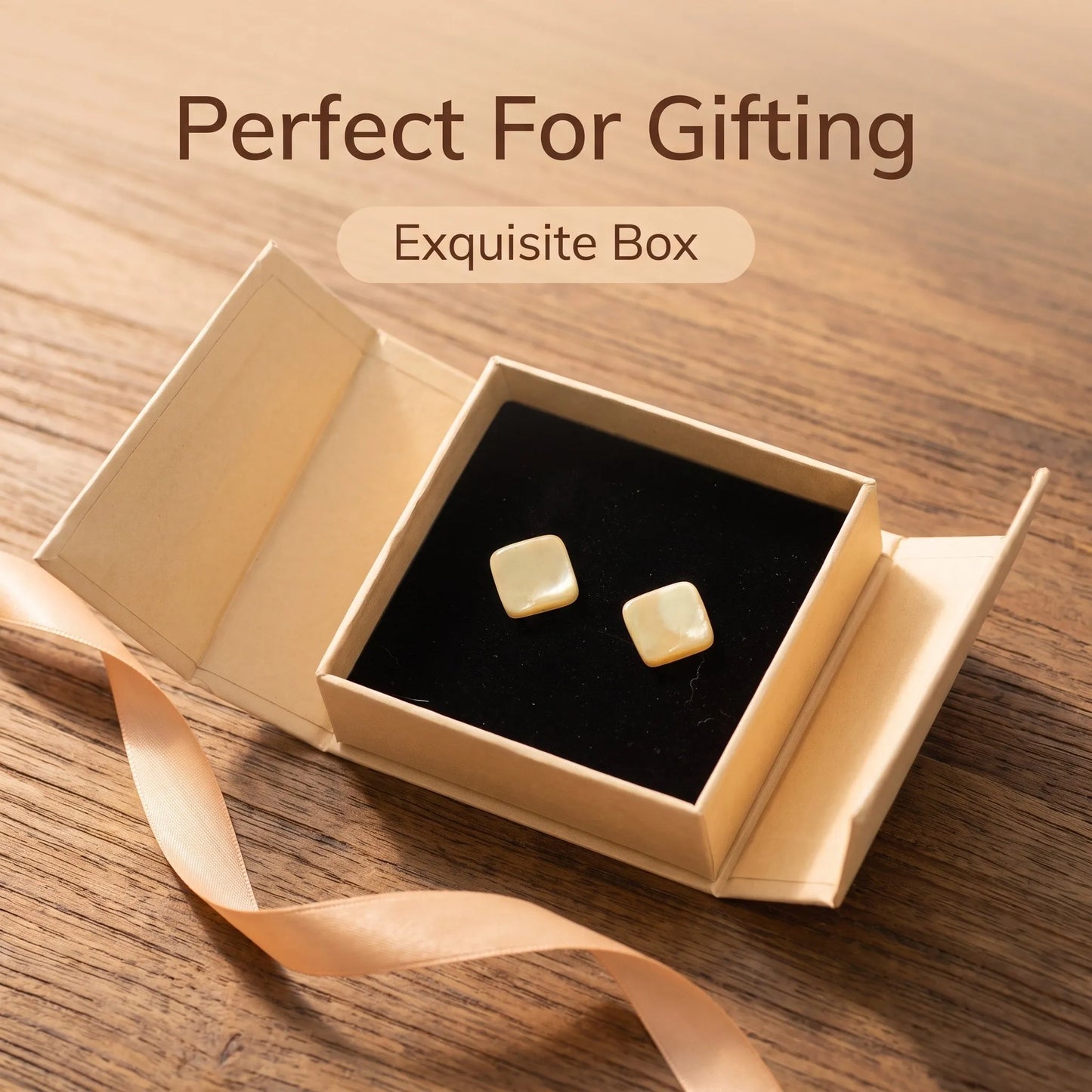 Cream Square Ceramic Studs