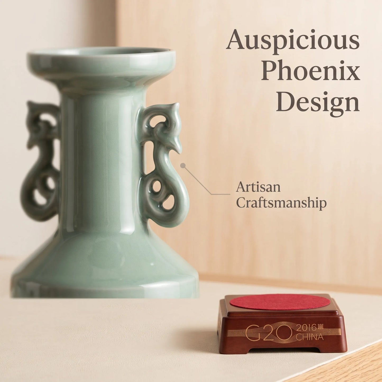 G20 Phoenix Double-Ear Celadon Vase