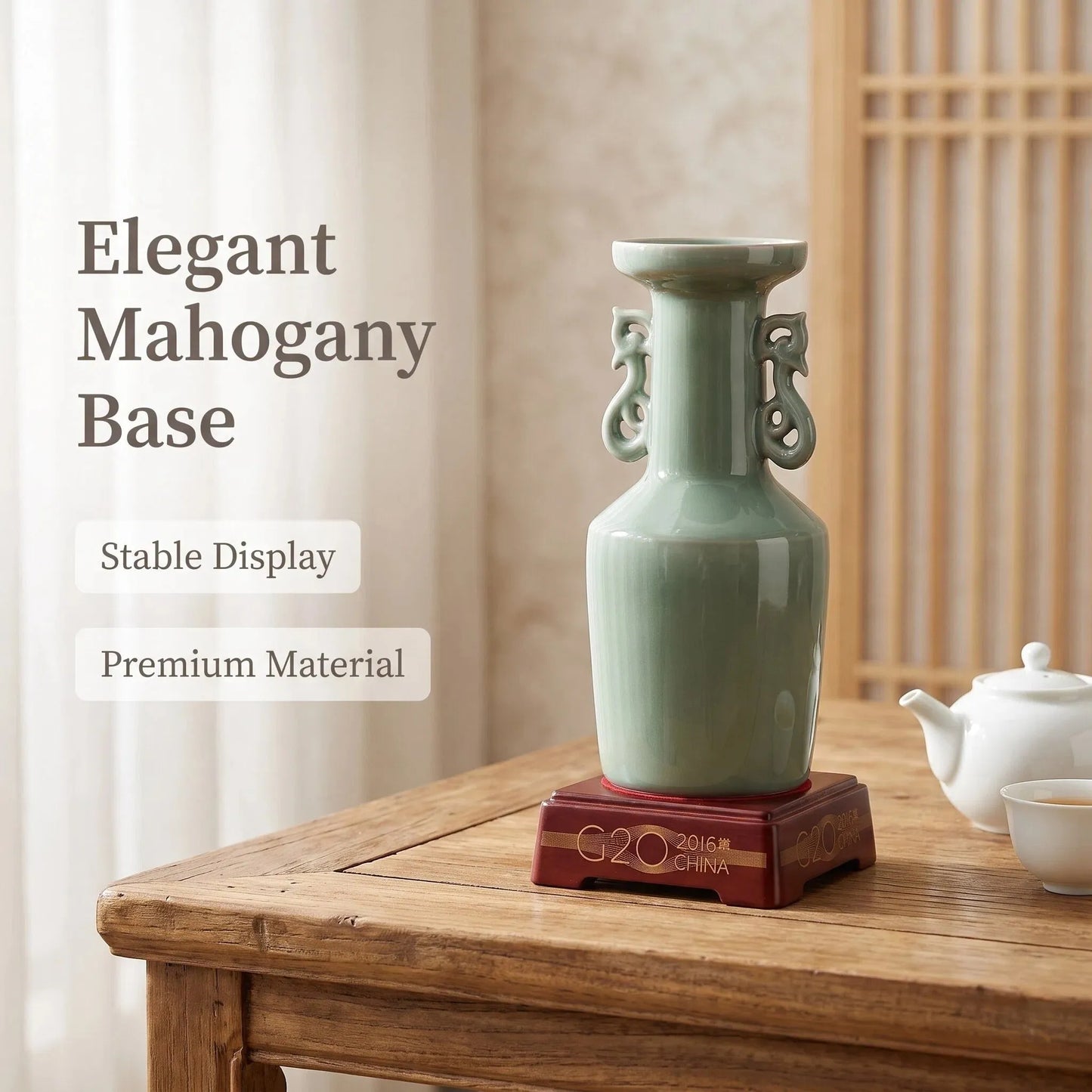 G20 Phoenix Double-Ear Celadon Vase