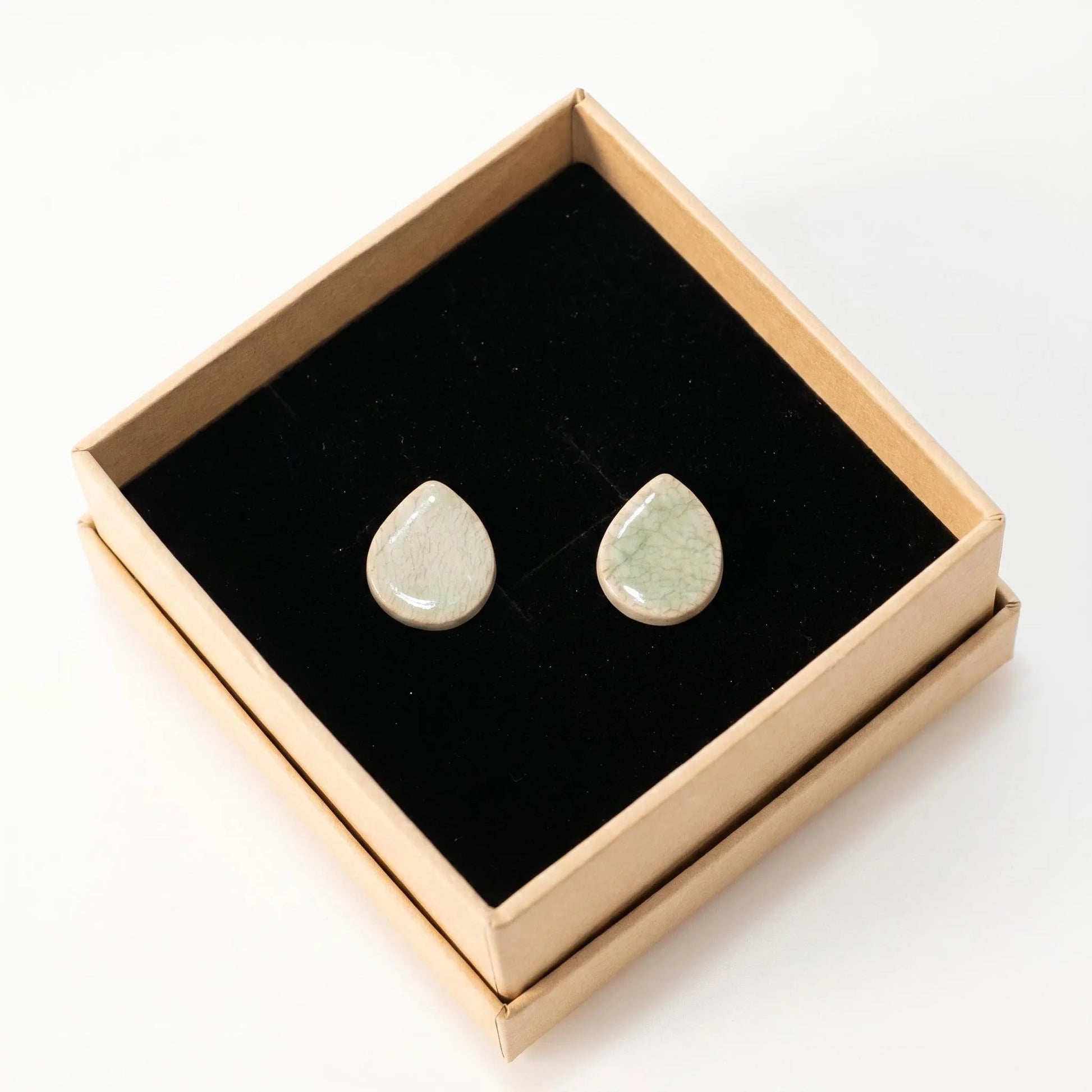 Mint Crackle Teardrop Ceramic Studs