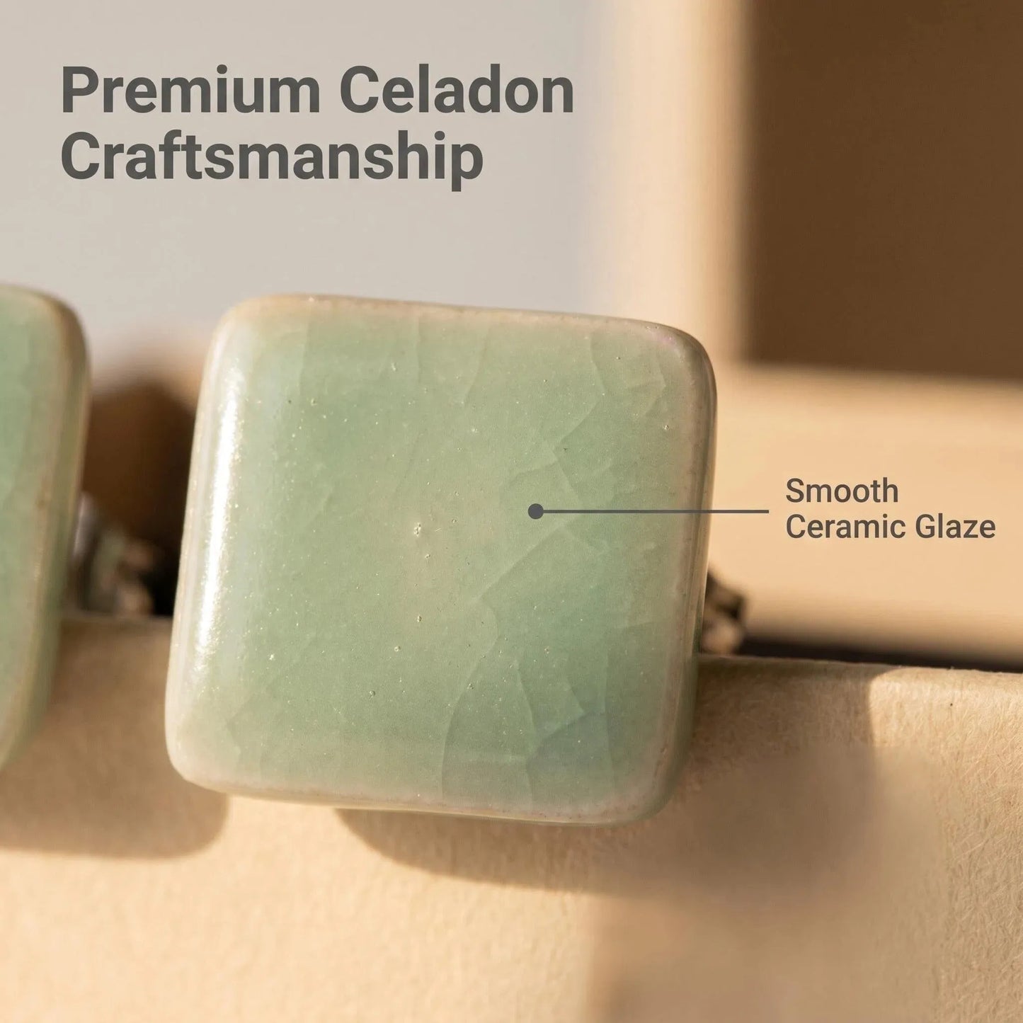 Soft Celadon Square Ceramic Studs