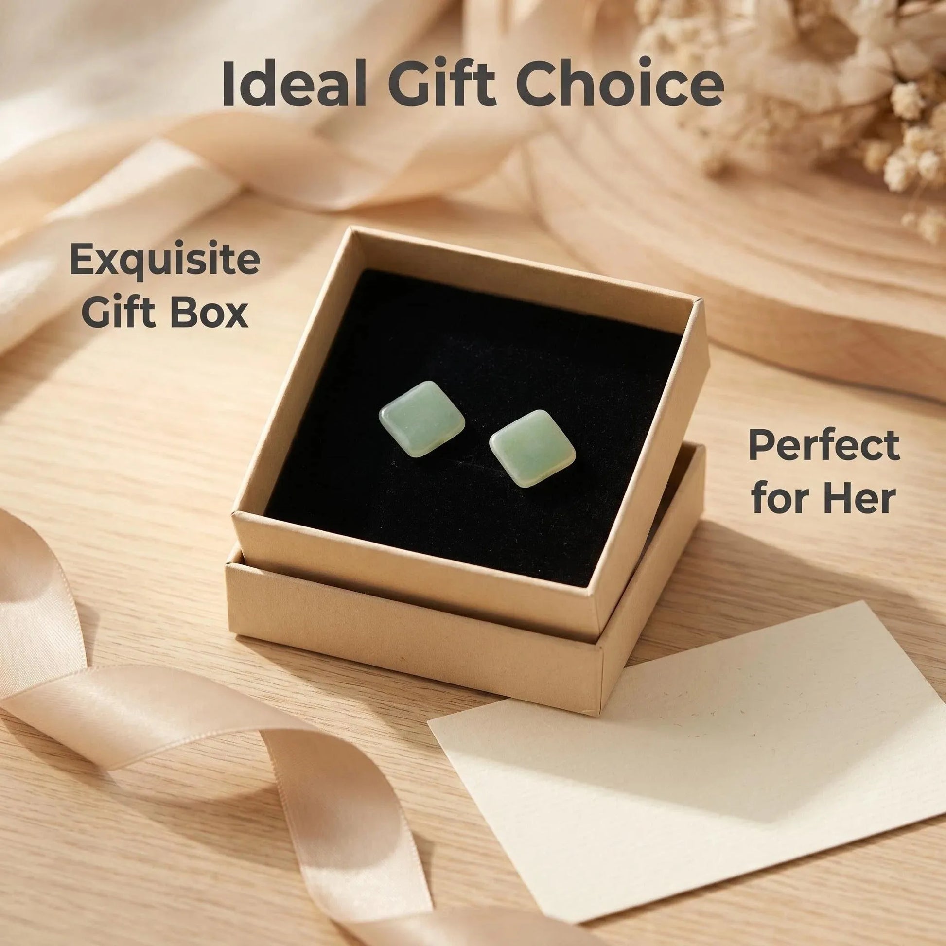 Soft Celadon Square Ceramic Studs