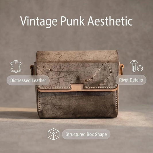 Vintage Grey Starry Sky Leather Crossbody Bag