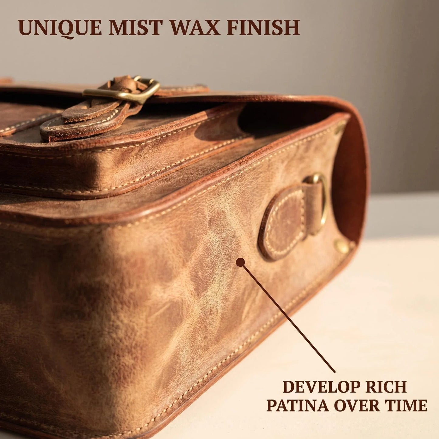 Vintage Mist Wax Leather Large Satchel Bag