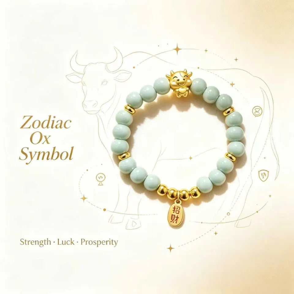 Zodiac Ox Bead String Beaded Bracelet